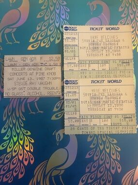 3 Stevie Ray Vaughan Concert Ticket Stubs Vintage Authentic